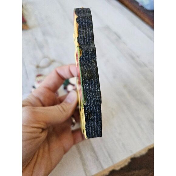 Vintage wooden Santa polar bear ornament Xmas tree set - Picture 6 of 12